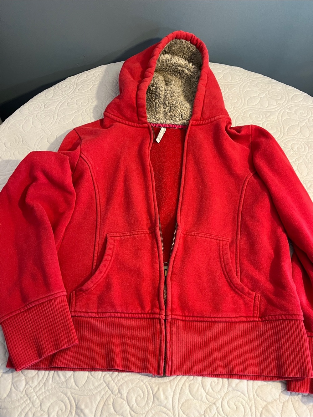 Old Navy Red Sherpa-Lined Zip Hoodie